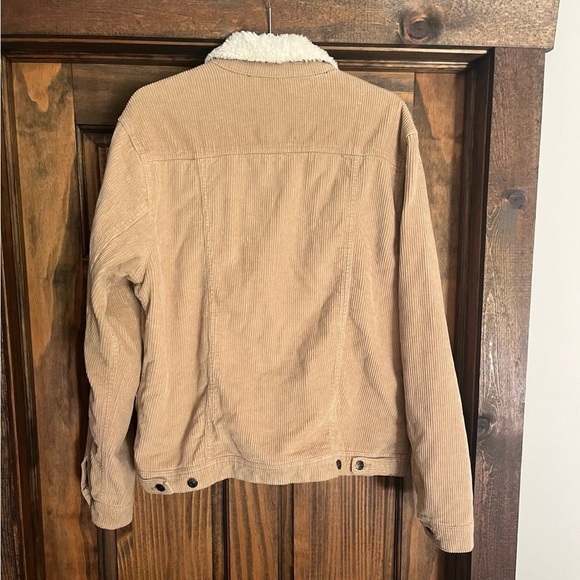 BUFFALO DAVID BITTON FAUX FUR CORDUROY JACKET COAT MENS LARGE TAN - Picture 4 of 6